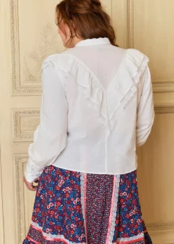 ModCloth x Gunne Sax GUNNE SAX by ModCloth Karina Edwardian Ruffle Blouse Cloud Dancer Discount