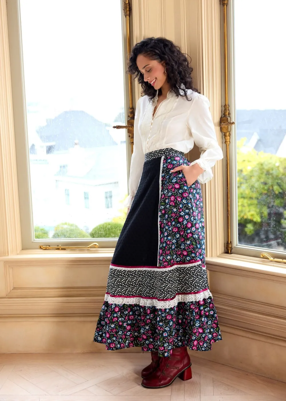 ModCloth x Gunne Sax GUNNE SAX for ModCloth Melissa Maxi Skirt Enchanting Bloom Hot