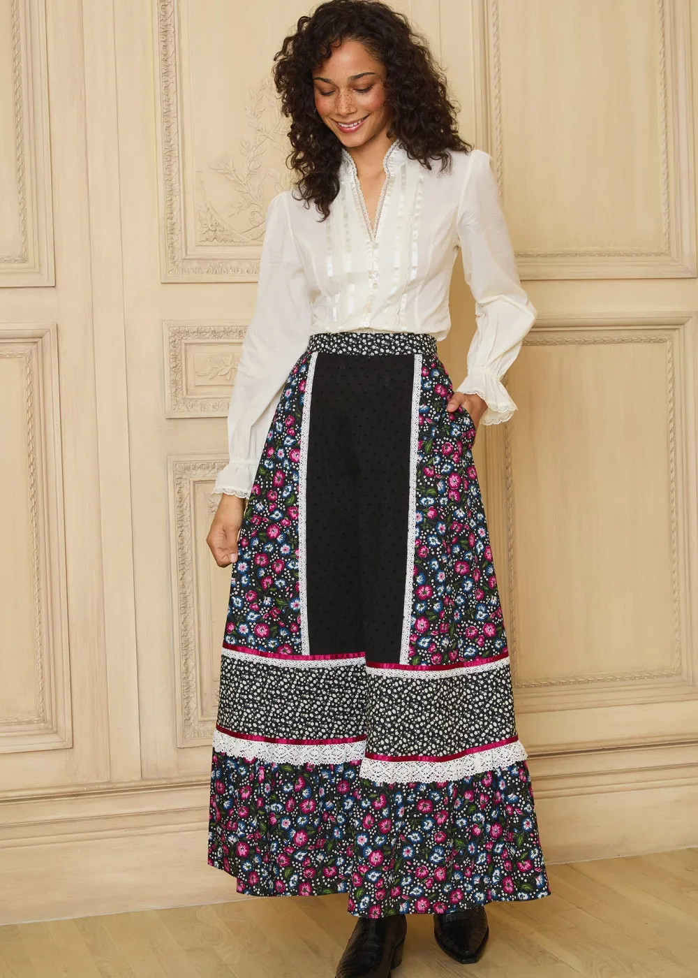 ModCloth x Gunne Sax GUNNE SAX for ModCloth Melissa Maxi Skirt Enchanting Bloom Hot