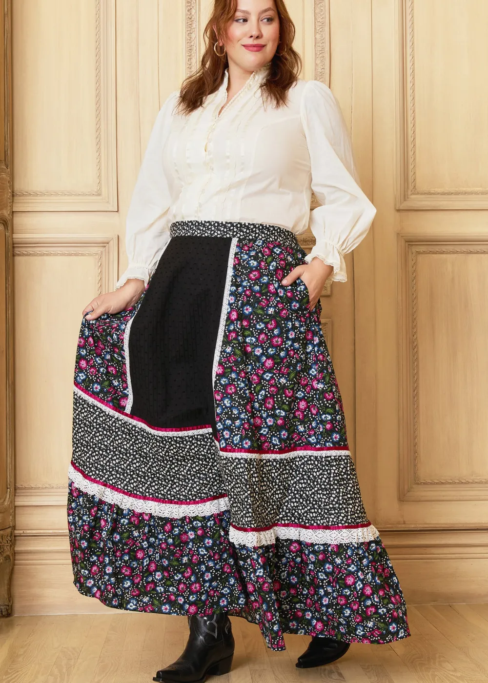 ModCloth x Gunne Sax GUNNE SAX for ModCloth Melissa Maxi Skirt Enchanting Bloom Hot
