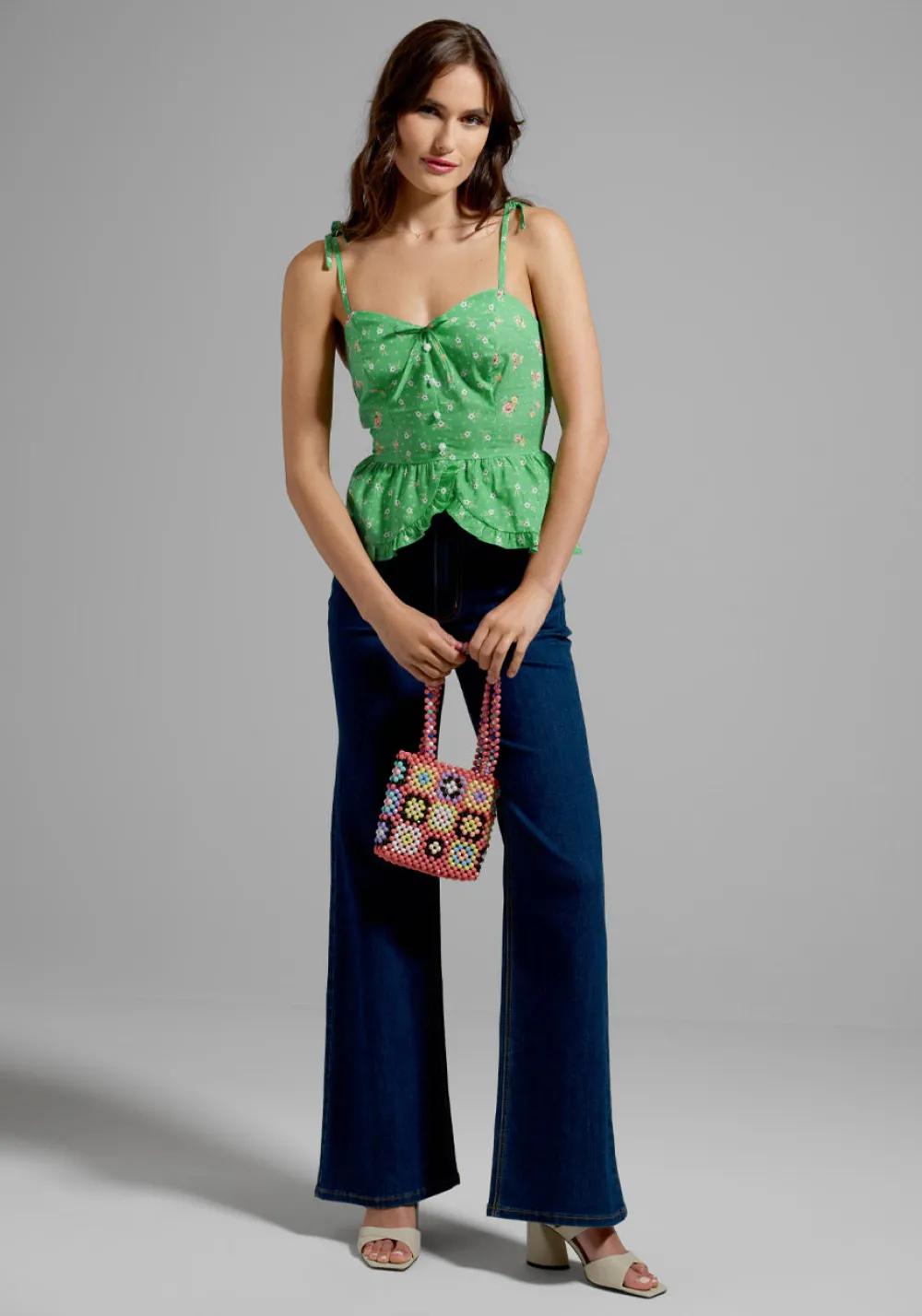 ModCloth x Gunne Sax GUNNE SAX for ModCloth Super Bloom Peplum Top Green Sale