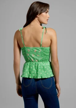 ModCloth x Gunne Sax GUNNE SAX for ModCloth Super Bloom Peplum Top Green Sale