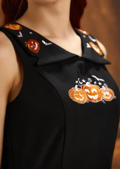 Halloween Pumpkin Embroidery Swing Dress Sale