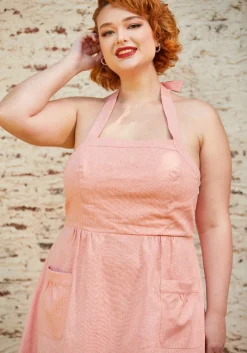 ModCloth Halter Ego Fit and Flare Dress Peach Outlet