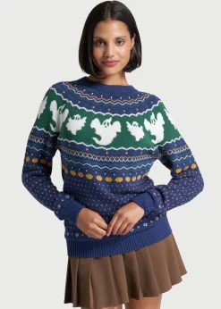 ModCloth Happy Hauntings Fair Isle Sweater Blue Ghost