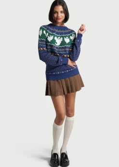 ModCloth Happy Hauntings Fair Isle Sweater Blue Ghost