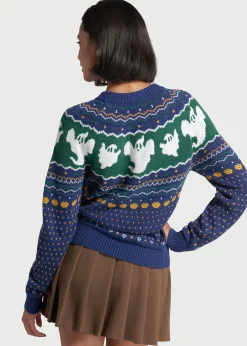 ModCloth Happy Hauntings Fair Isle Sweater Blue Ghost