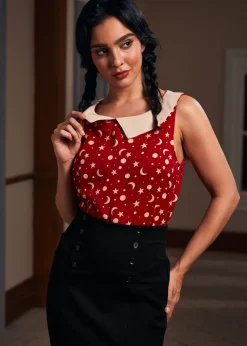 BTC Harvest Moon Melodies Collared Top Moon Beam Hot