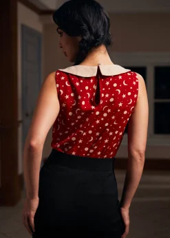 BTC Harvest Moon Melodies Collared Top Moon Beam Hot