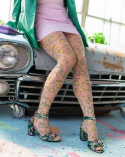 Heart Floral Sheer Thigh High Stockings