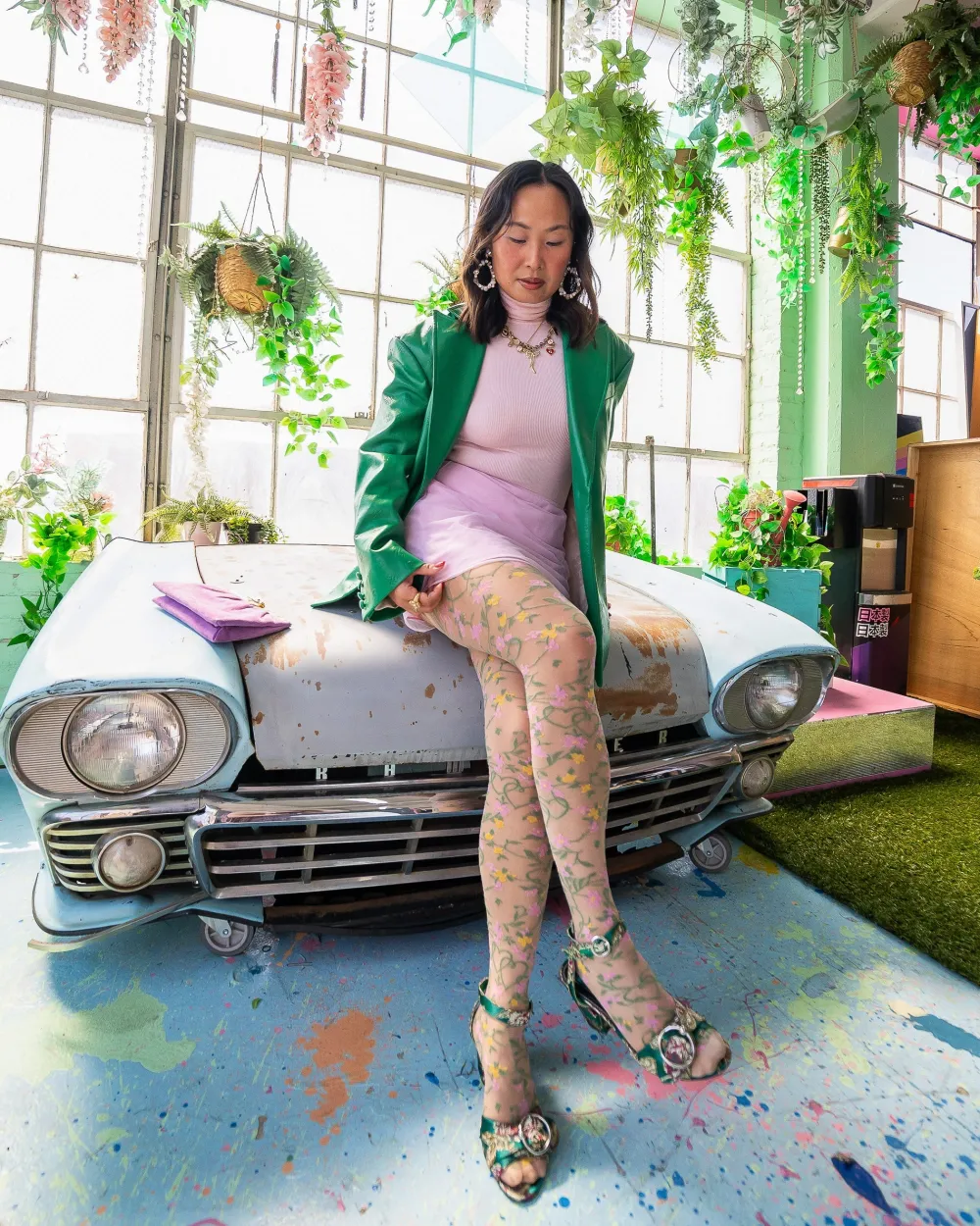 Heart Floral Sheer Thigh High Stockings