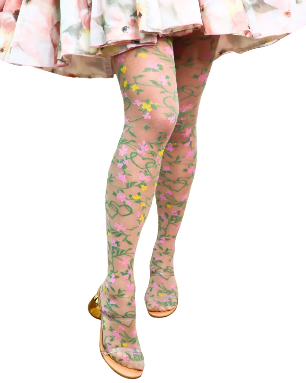 Heart Floral Sheer Thigh High Stockings