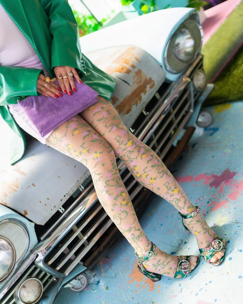 Heart Floral Sheer Thigh High Stockings