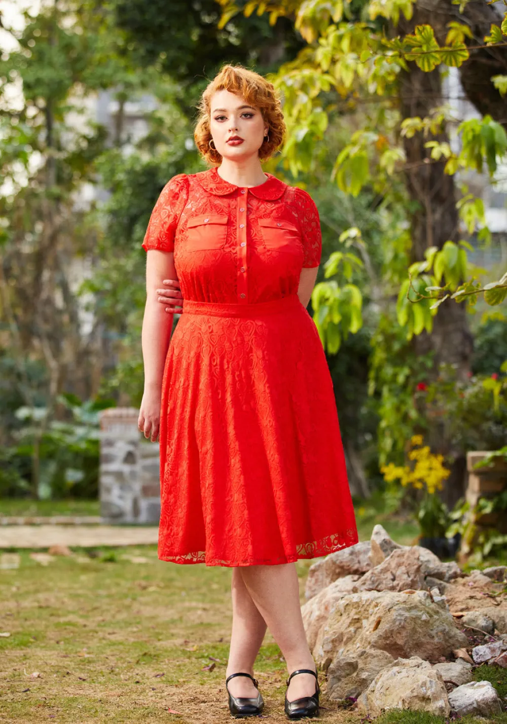 ModCloth Heart Throb Button-Up Top Red Heart Lace Best