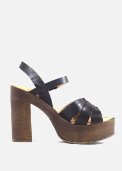 Hollie Wooden Platform Heels Clearance