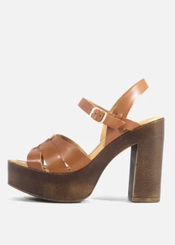Hollie Wooden Platform Heels Clearance