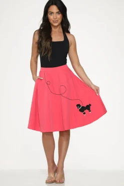 Hot Black Embroidered Poodle Swing Skirt Pink Sale