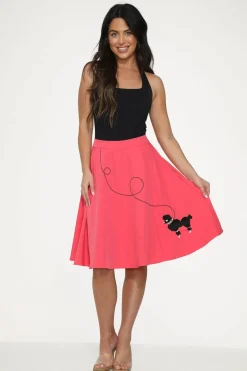 Hot Black Embroidered Poodle Swing Skirt Pink Sale