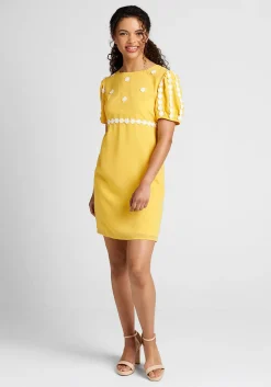 CREATIVE DESIGN CONSULTANTS LIMITED How Sweet It Is Shift Dress Yellow Floral New