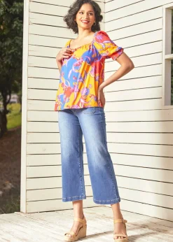 ModCloth In All My Vibrance Peasant Blouse in Bali Floral Hot