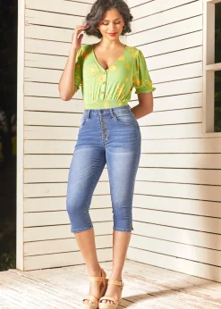 In the Garden Clam Digger Jeans Faded Sky Medium Wash