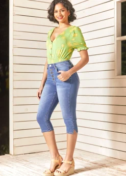 In the Garden Clam Digger Jeans Faded Sky Medium Wash