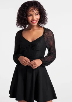 ModCloth In The Groove Lace Top Black Discount