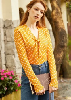 In the Limelight Long Sleeve Top Dijon Discount