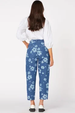 Indigo Starry Flower Tape Jean Online