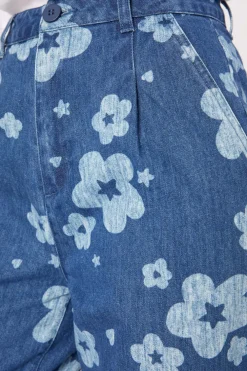 Indigo Starry Flower Tape Jean Online