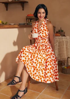 Instant Energy Faux-Wrap Halter Dress Papaver Hot