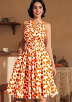 Instant Energy Faux-Wrap Halter Dress Papaver Hot