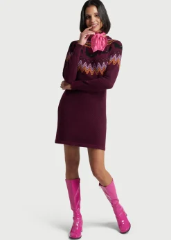 ModCloth It Be Like 'Bat' Fair Isle Sweater Dress Purple Bats Sale