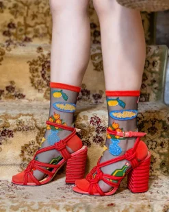 La Dolce Vita Black Sheer Crew Sock Best