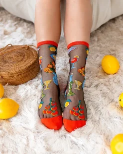 La Dolce Vita Black Sheer Crew Sock Best
