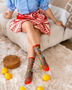 La Dolce Vita Black Sheer Crew Sock Best