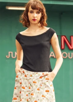 Lace by Day Marilyn Neck Tee Black Outlet