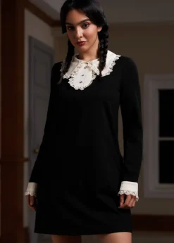 BTC Laced Leaf Shift Dress Bewitching Black New