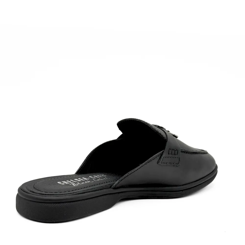 Lasso Leather Slip On Loafers BLACK New