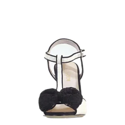 Leandra T-Strap Lace Heels BLACK AND WHITE Outlet
