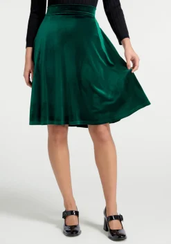 ModCloth Let's Circle Back Velvet Skirt Green Velvet Sale