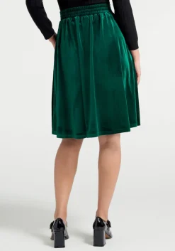 ModCloth Let's Circle Back Velvet Skirt Green Velvet Sale