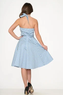 Light Blue & White Polka Dot Swing Dress Discount