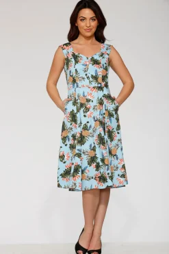 Light Blue Hawaiian Swing Dress Clearance