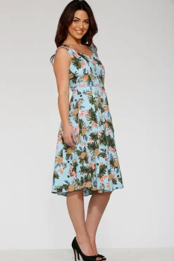 Light Blue Hawaiian Swing Dress Clearance