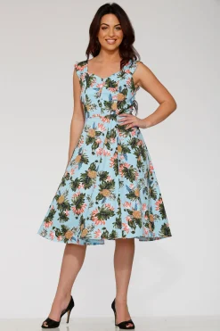 Light Blue Hawaiian Swing Dress Clearance