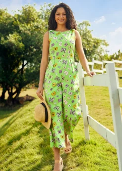 ModCloth Light Of Day Jumpsuit Green Butterfly Sale