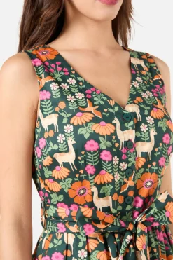 Llama V Neck Sleeveless Dress