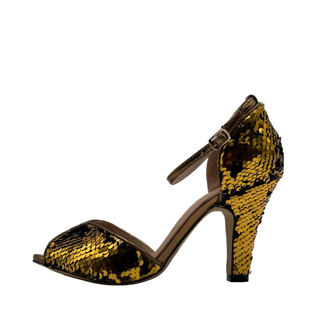 Lola Festive Sequin Heels GOLD Discount