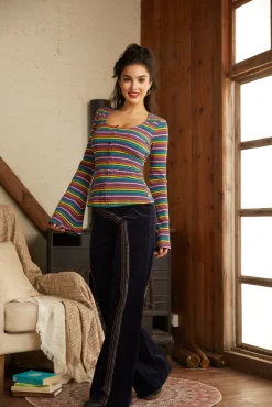 Lost in Love Bell Sleeve Top Rainbow Discount